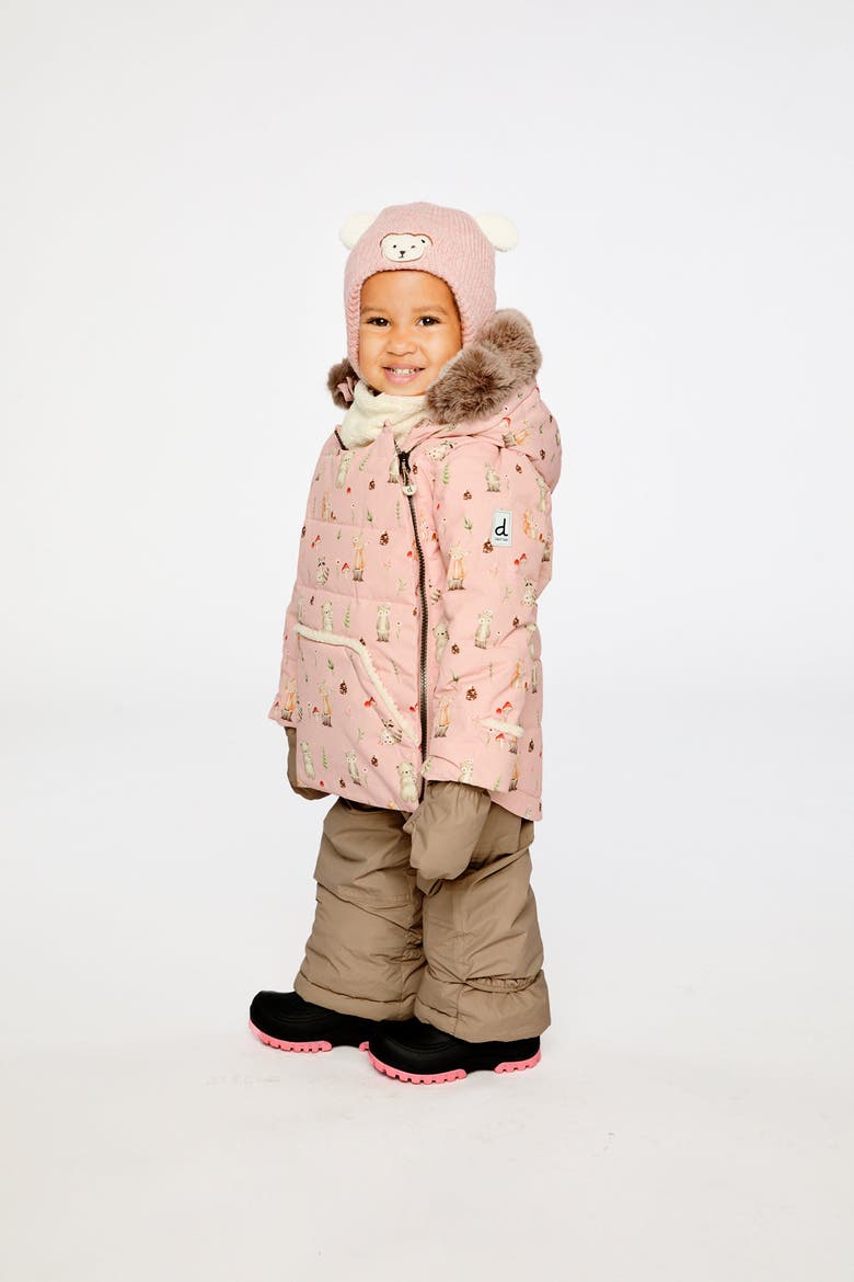 Woodland Creature Waterproof Coat & Pants Two Piece Snowsuit, Alternate, color, Pink Animal Print