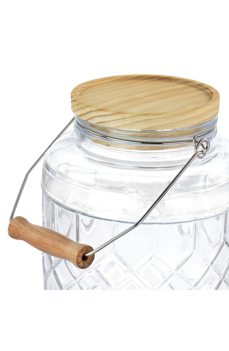 Gibson Home 0.95 Gallon Duval Glass Beverage Dispenser with Wooden Lid and Handle, Alternate, color, Clear