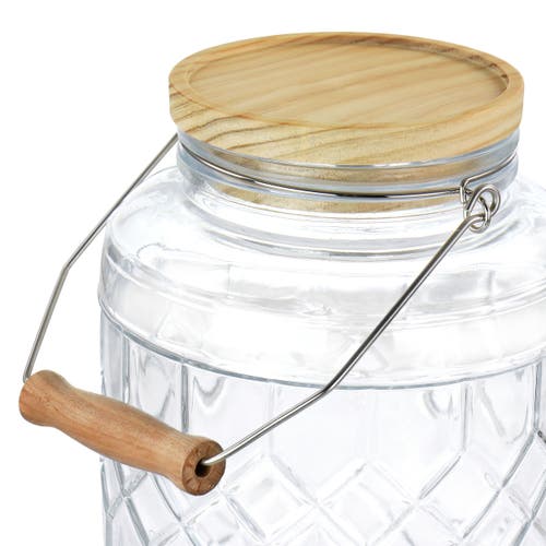 Gibson Home 0.95 Gallon Duval Glass Beverage Dispenser With Wooden Lid And Handle In Transparent