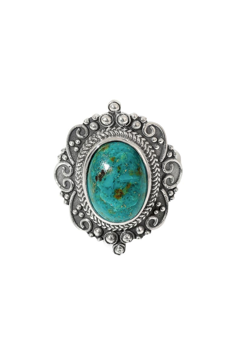 Chrysocolla Silver Plated Ring, Main, color, BLUE