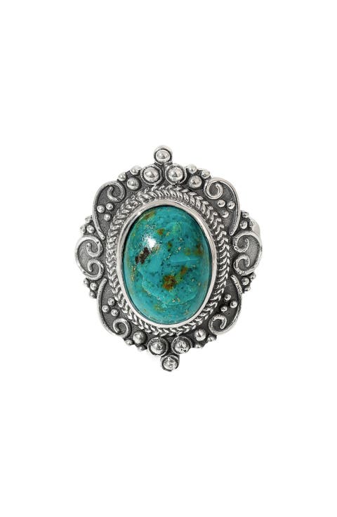 Chrysocolla Silver Plated Ring