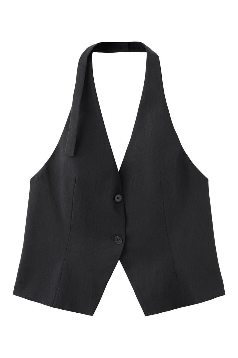 Halter Crop Vest, Alternate, color, BLACK