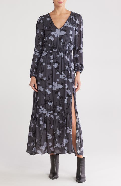 Long Sleeve V-Neck Maxi Dress
