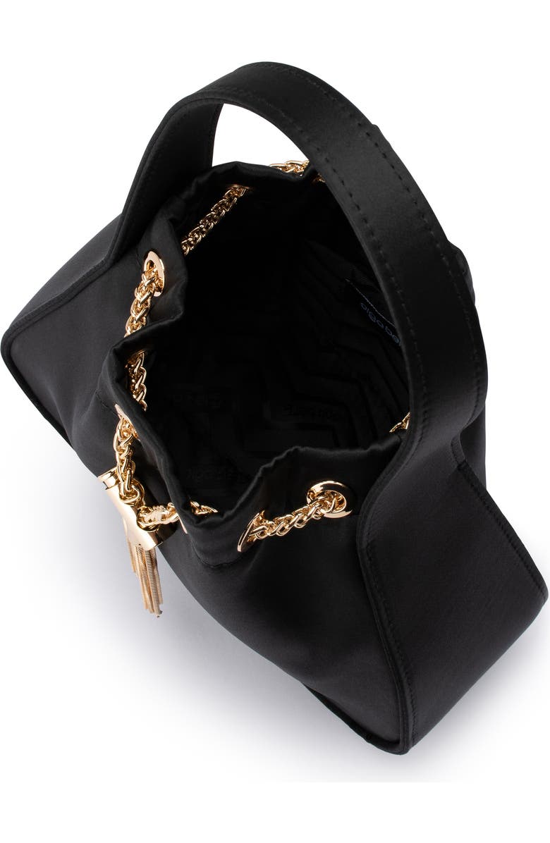 Olga Berg Miki Satin Drawstring Clutch, Alternate, color, Black