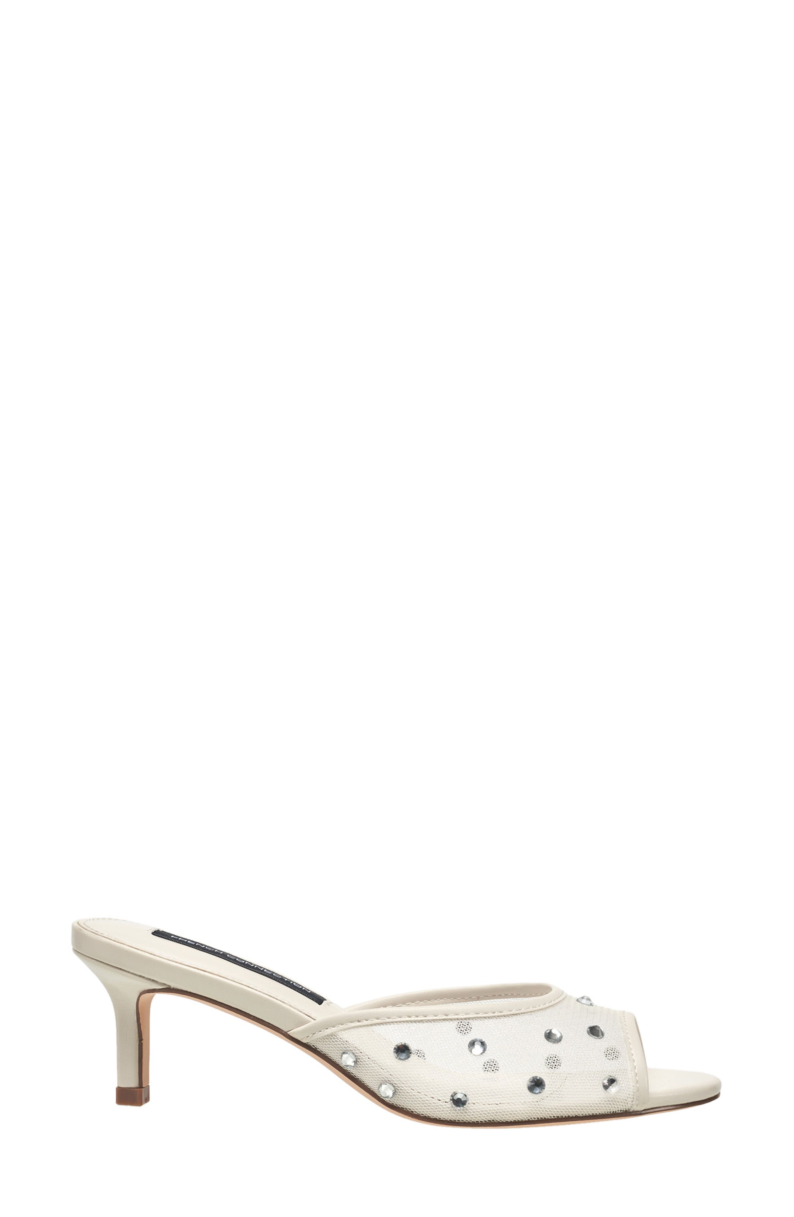 French Connection Rochelle Rhinestone Mesh Mule Sandal, Alternate, color, White