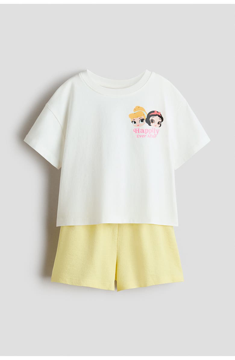 H&M 2-piece Printed Cotton Set, Main, color, White/Disney Princesses