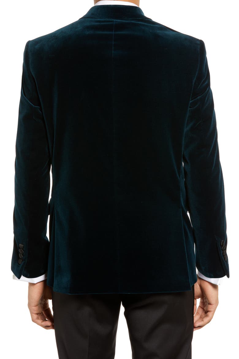 Jules Velvet Slim Fit Peak Lapel Dinner Jacket, Alternate, color, EMERALD GREEN