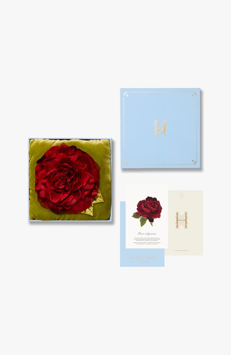 Helena Simon The Large Red Rose Floral Brooch, Alternate, color, Red