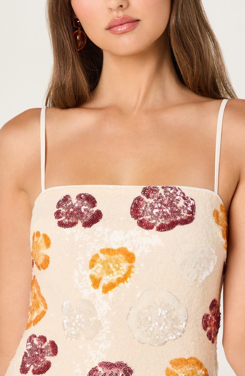 ASTR the Label Abelia Sequin Flower Minidress, Alternate, color, Ivory Multi Floral