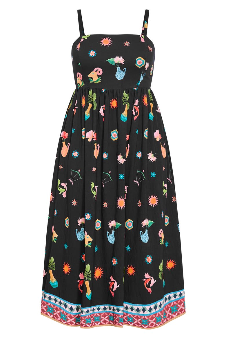 Layla Printed Midi Sundress, Alternate, color, LA MONT BLK