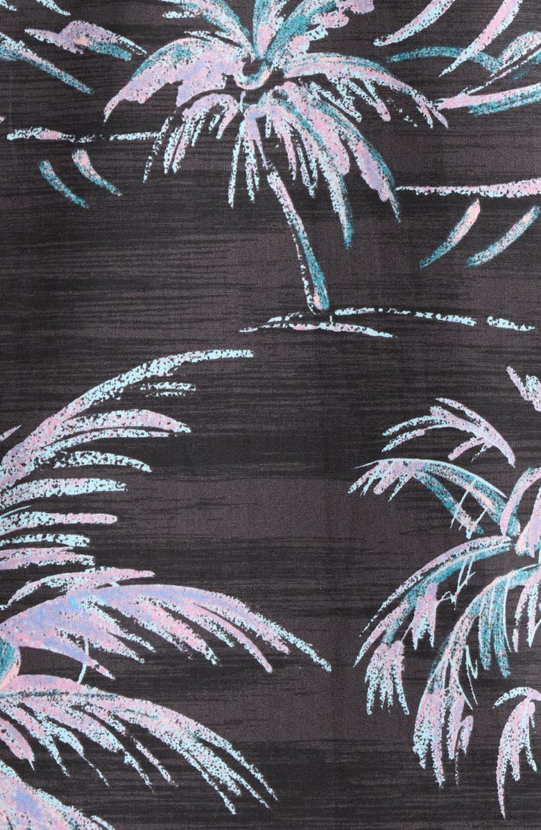 Kahala He'e Nalu Print Short Sleeve Cotton Button-Down Shirt, Alternate, color, Black