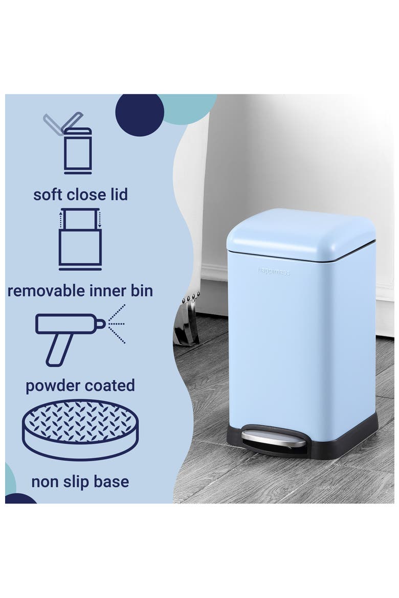 Betty Retro Mini 3.2-Gallon Step-Open Trash Can, Alternate, color, Tide Pool Blue
