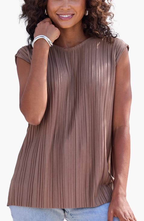 Pleated Cap Sleeve Top