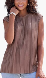 LASCANA Pleated Cap Sleeve Top