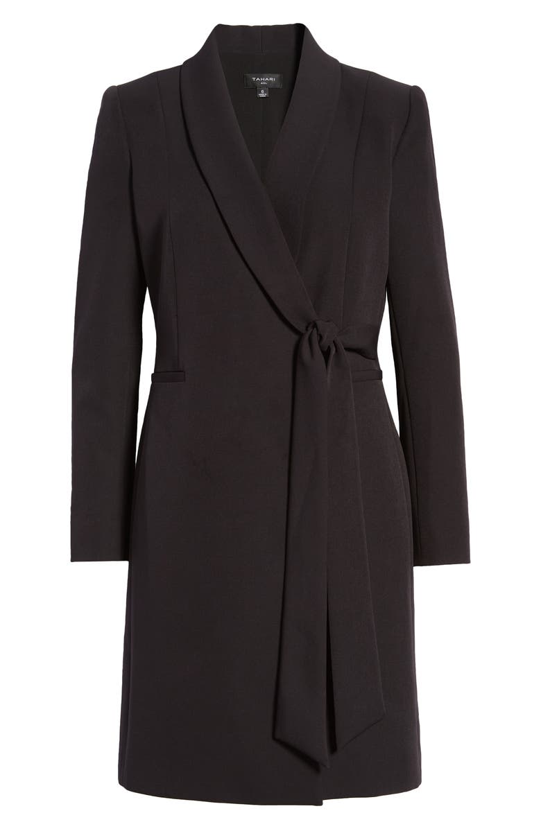 Tahari ASL Side Tie Long Sleeve Wrap Coat Dress, Alternate, color,