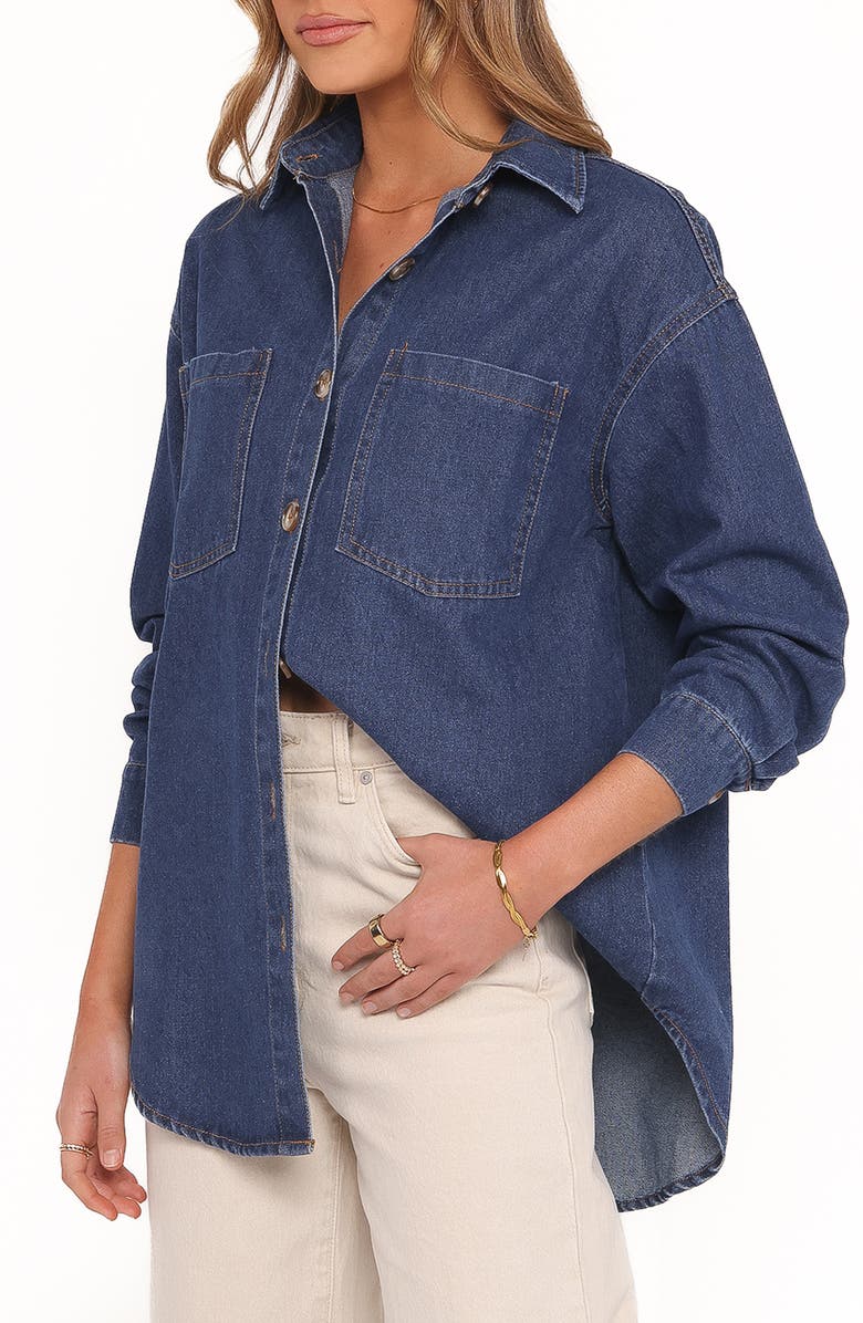 Petal & Pup Anicia Denim Button-Up Shirt, Alternate, color, Dark