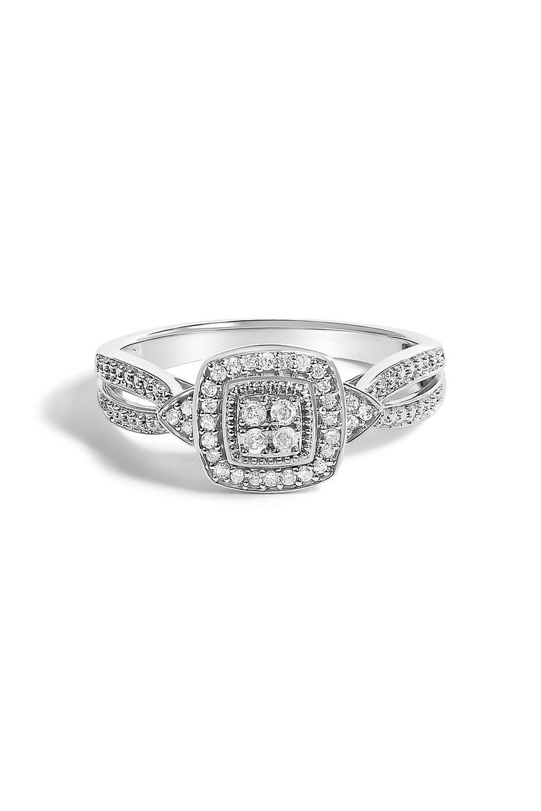 10K White Gold 1/10 ctw Diamond Cluster Halo Promise Ring, Main, color, White Gold