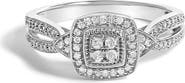 Haus of Brilliance 10K White Gold 1/10 ctw Diamond Cluster Halo Promise Ring