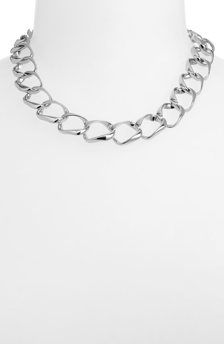 Nordstrom Oversize Curb Link Collar Necklace, Alternate, color, Silver