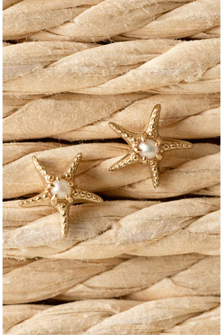 Starfish Stud Earrings, Alternate, color, Gold Vermeil