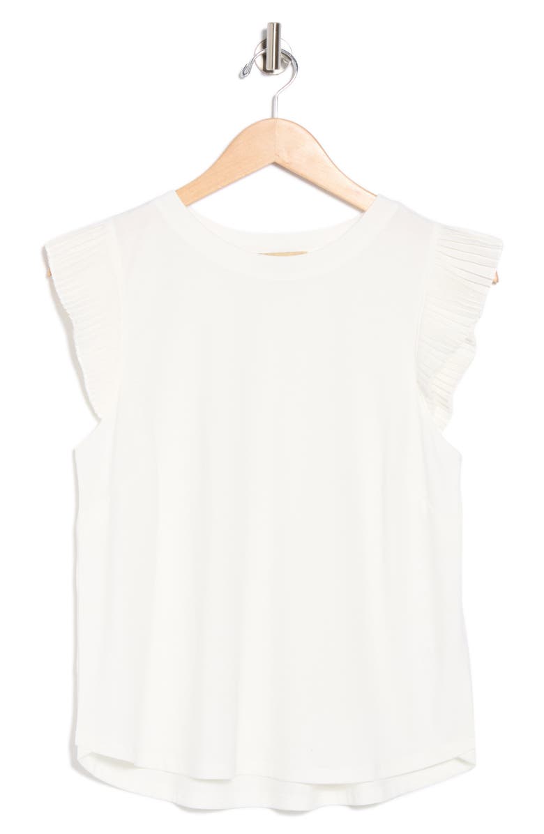 Democracy Mix Media Plissé Sleeve T-shirt, Alternate, color, Off White