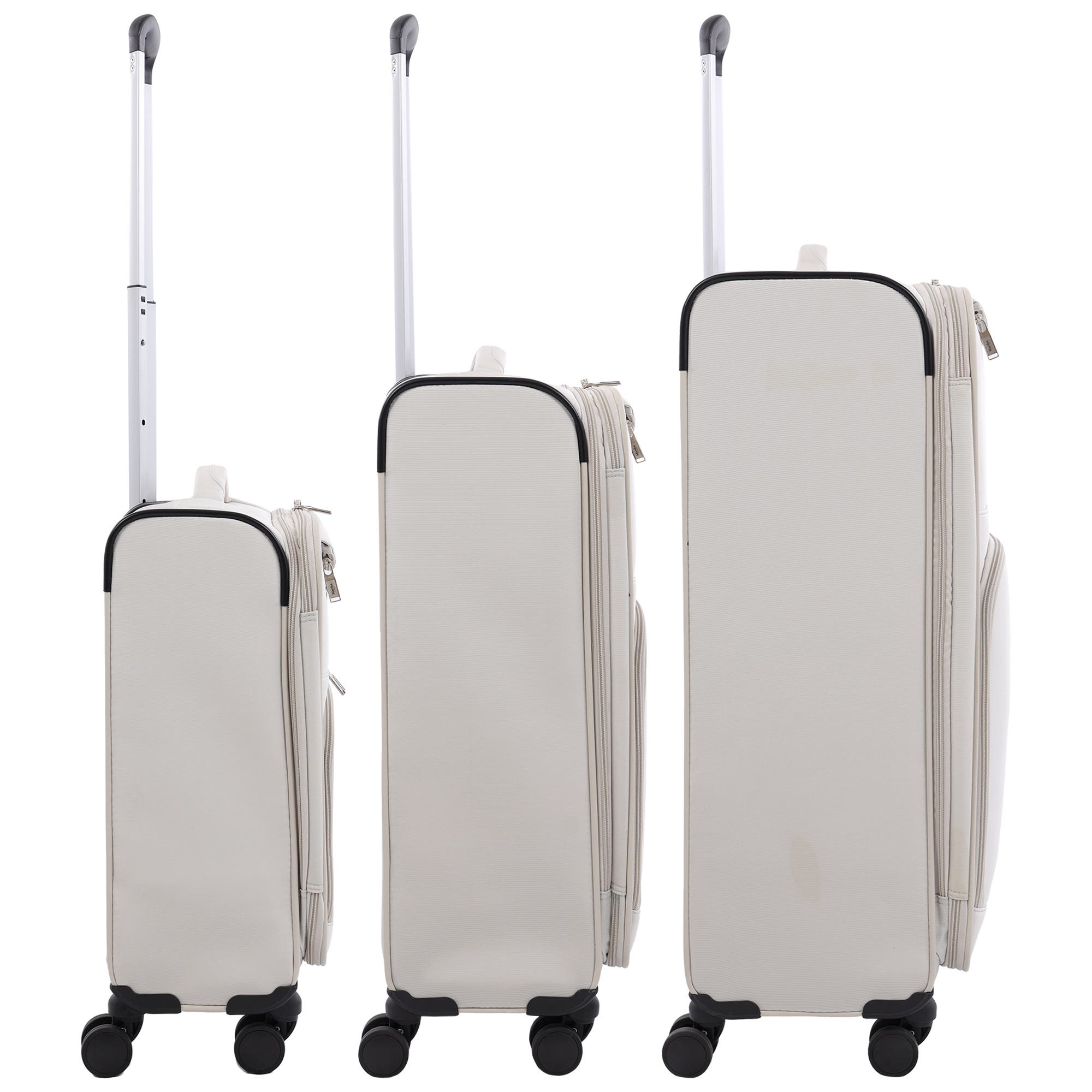 MARTHA STEWART 3-Piece Softside Luggage Set - 22" Carry-On, 27" Medium, 31" Large - 8 Spinner Wheels, Expandable Softshell, Alternate, color, Light Grey