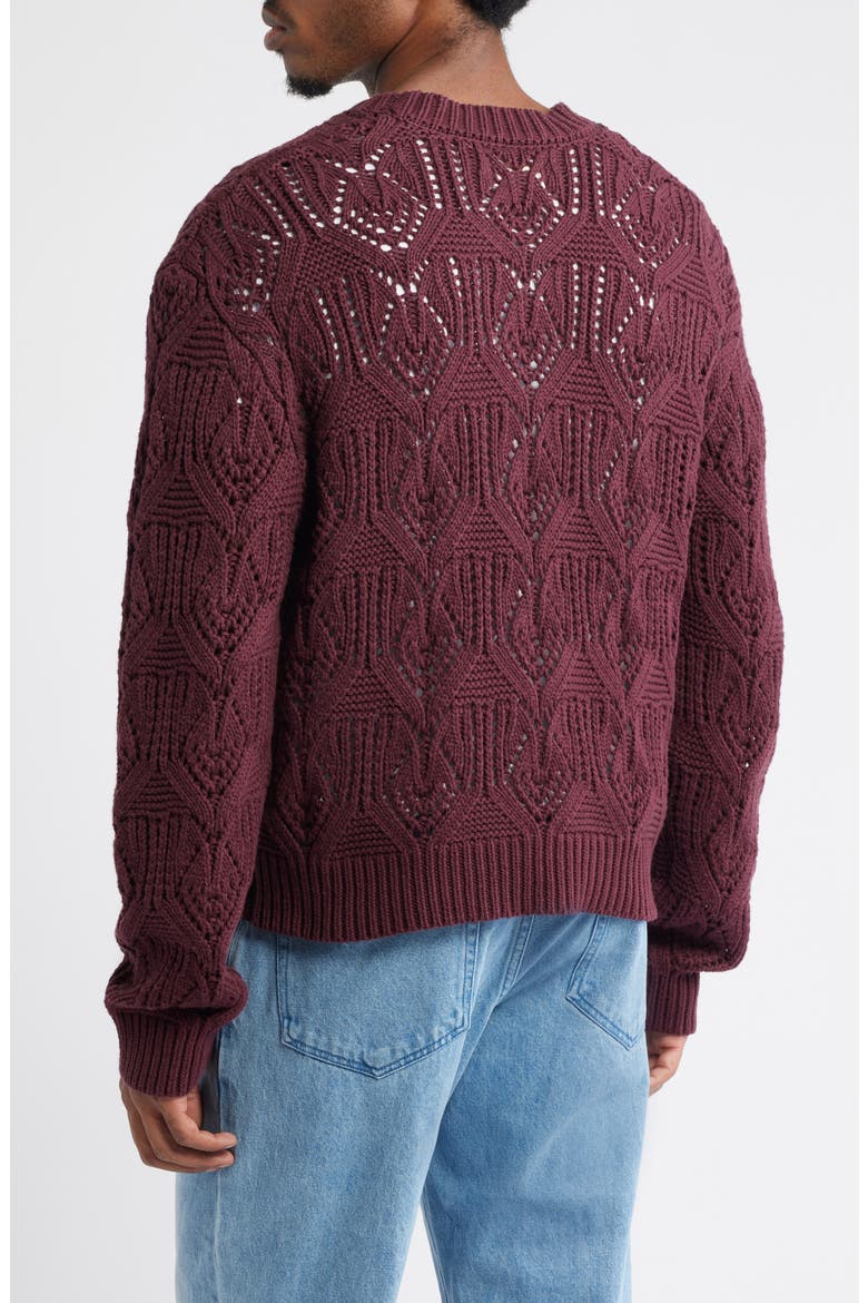 Open Stitch Cotton Cardigan, Alternate, color, BERRY