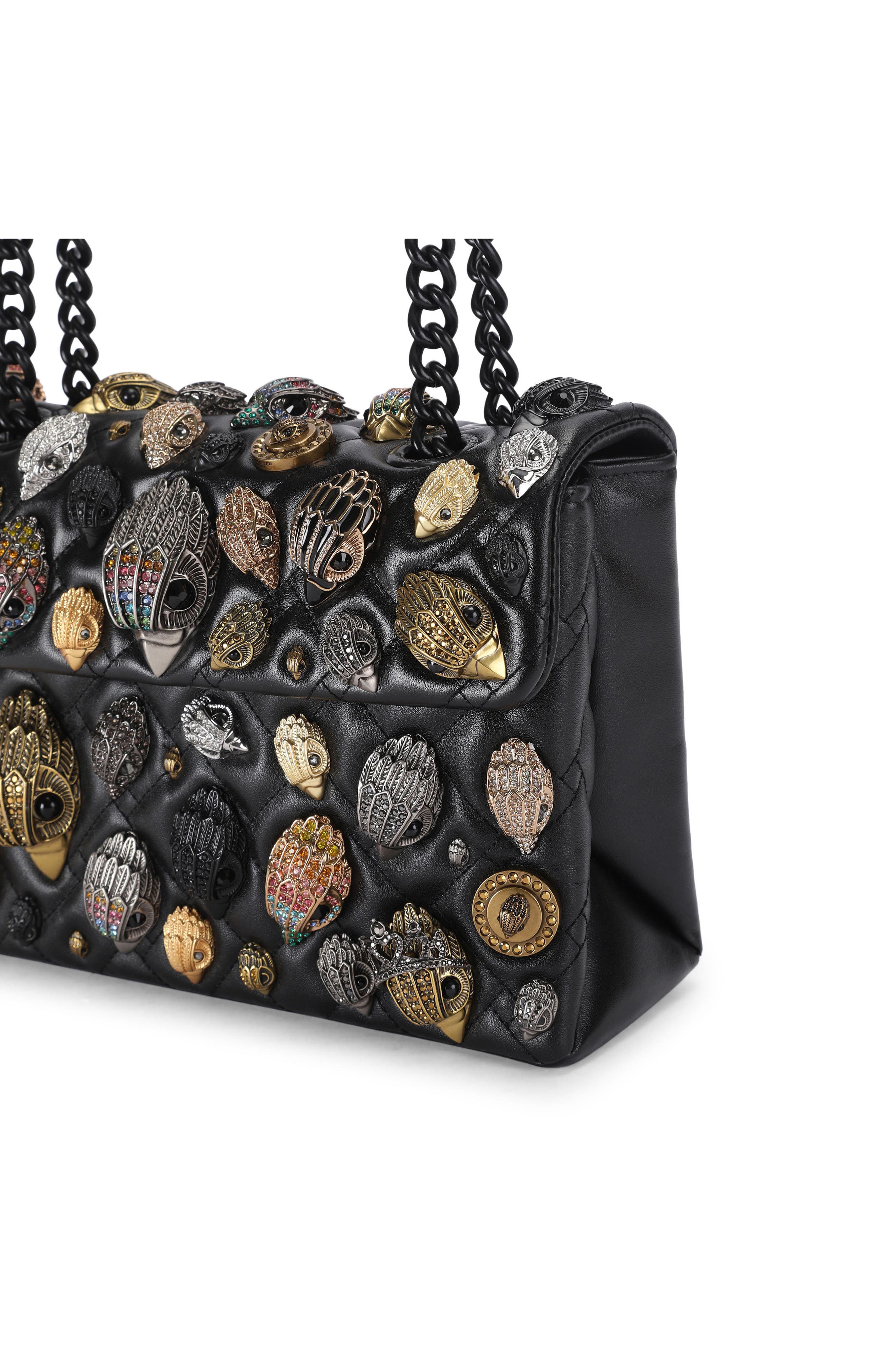 Kensington Eagles Convertible Quilted Leather Crossbody Bag, Alternate, color, BLACK