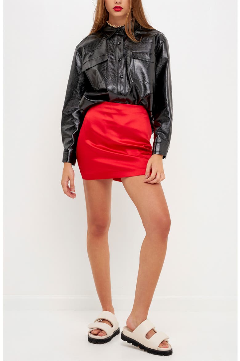 Satin Miniskirt, Alternate, color, RED