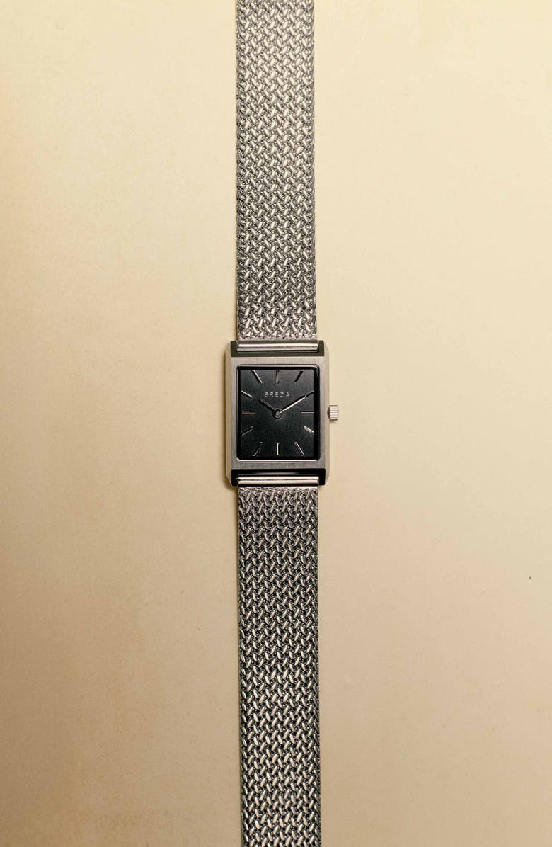 BREDA Virgil Tethered Mesh Strap Watch, 20mm, Alternate, color, Stainless Steel