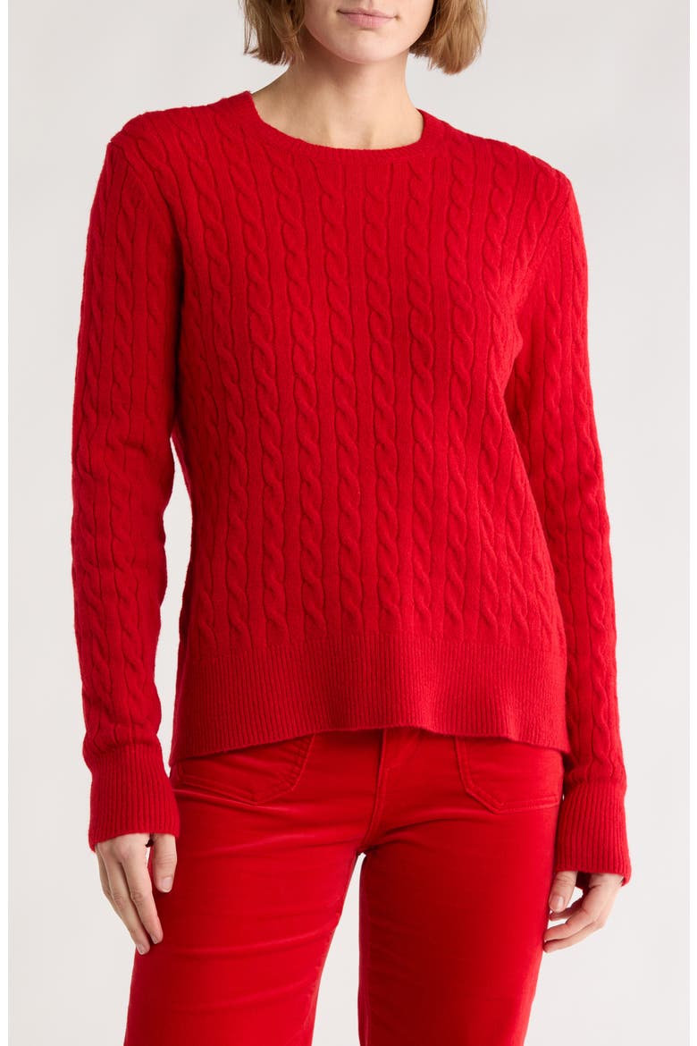 Cable Stitch Crewneck Sweater, Main, color, RED