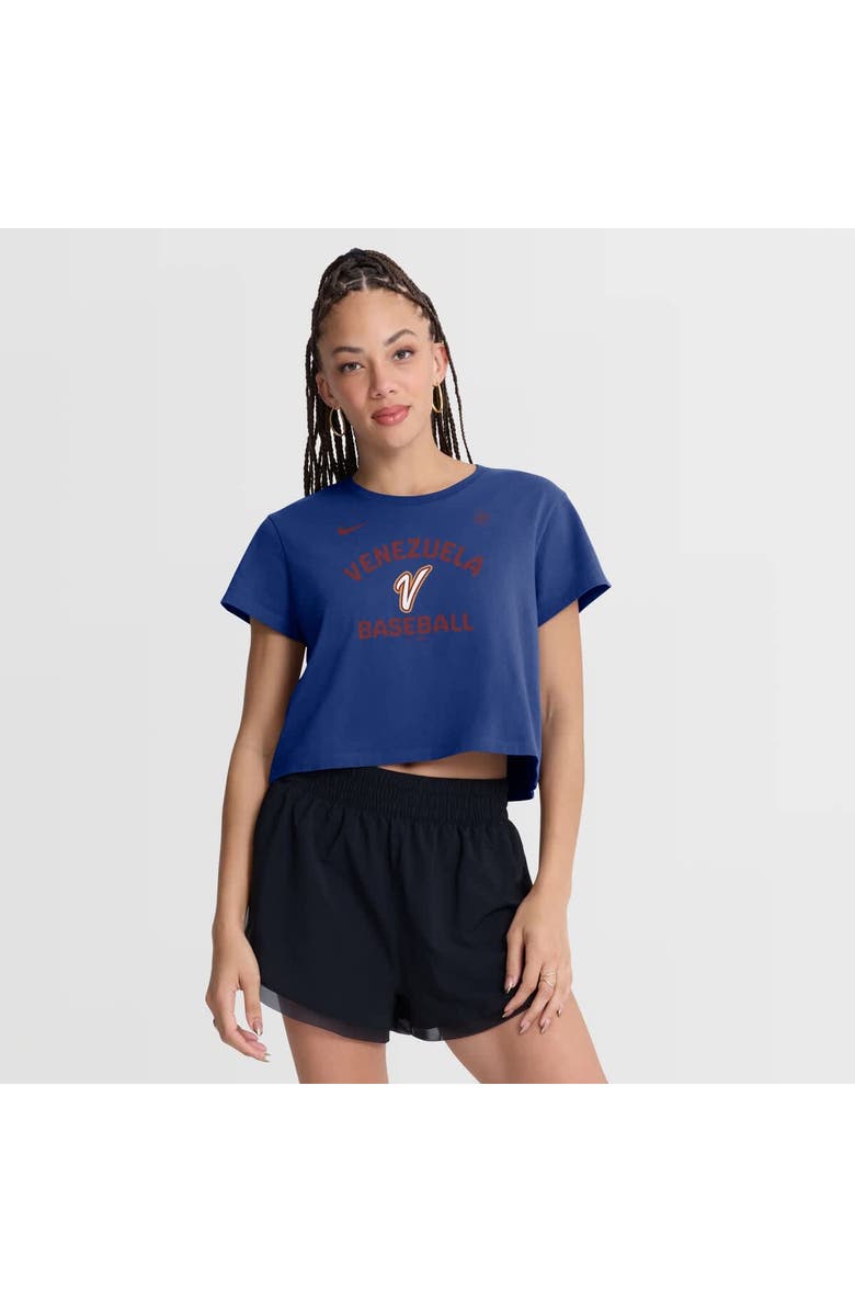 Nike Women's Nike Royal Venezuela Baseball 2026 World Baseball Classic Mod Cropped T-Shirt, Main, color, Royal
