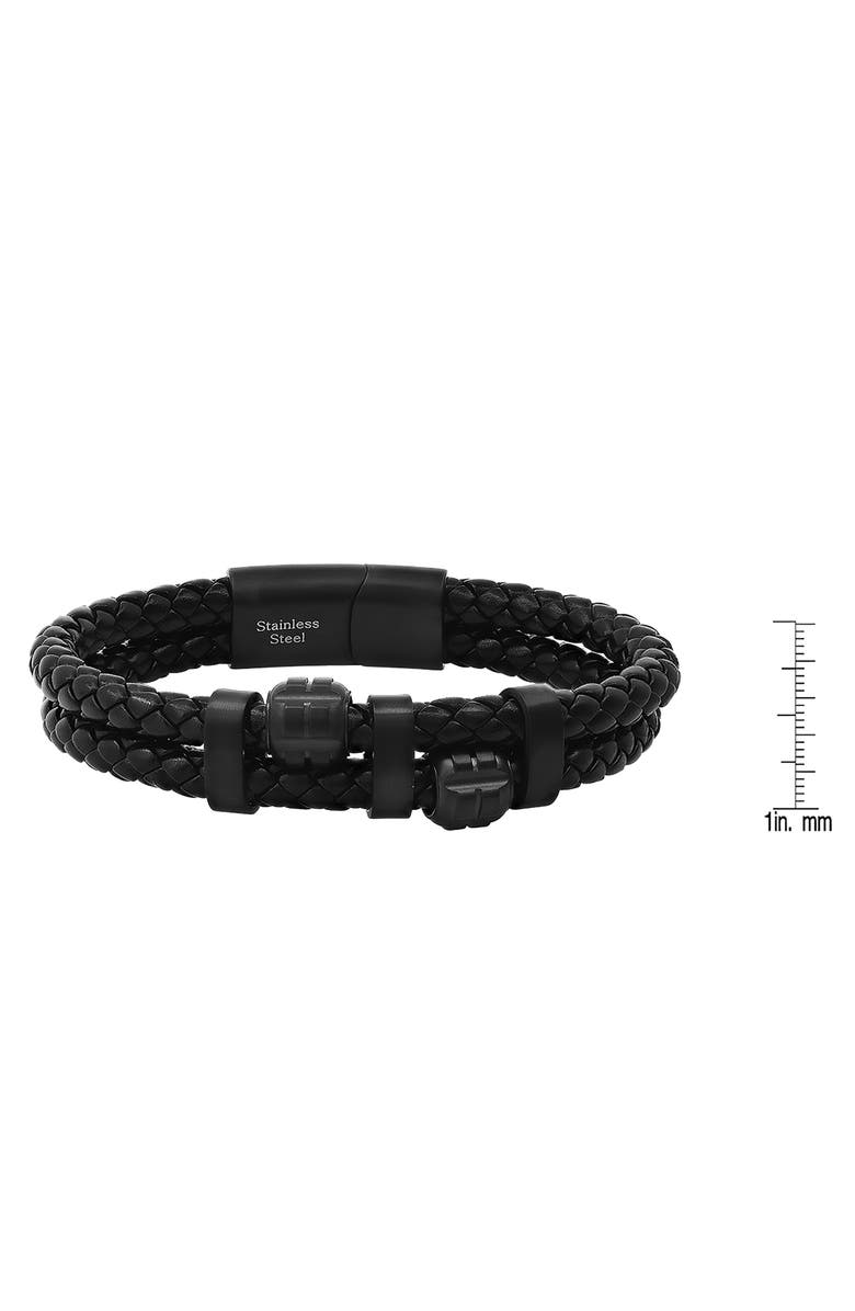 HMY JEWELRY Men's Braided Leather Bracelet, Alternate, color, Black