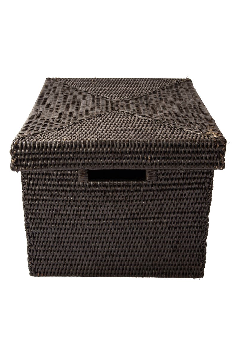Artifacts Rattan Storage Box with Lid - Letter File, Alternate, color, Tudor Black