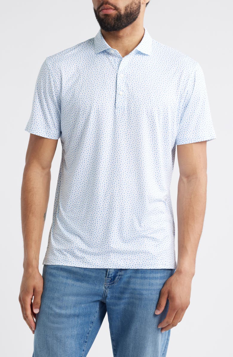 johnnie-O Plumeria Floral Featherweight Performance Polo, Main, color, Tide