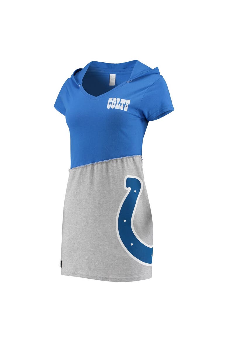 Women's Refried Apparel Royal/Gray Indianapolis Colts Sustainable Hooded Mini Dress, Main, color, Royal