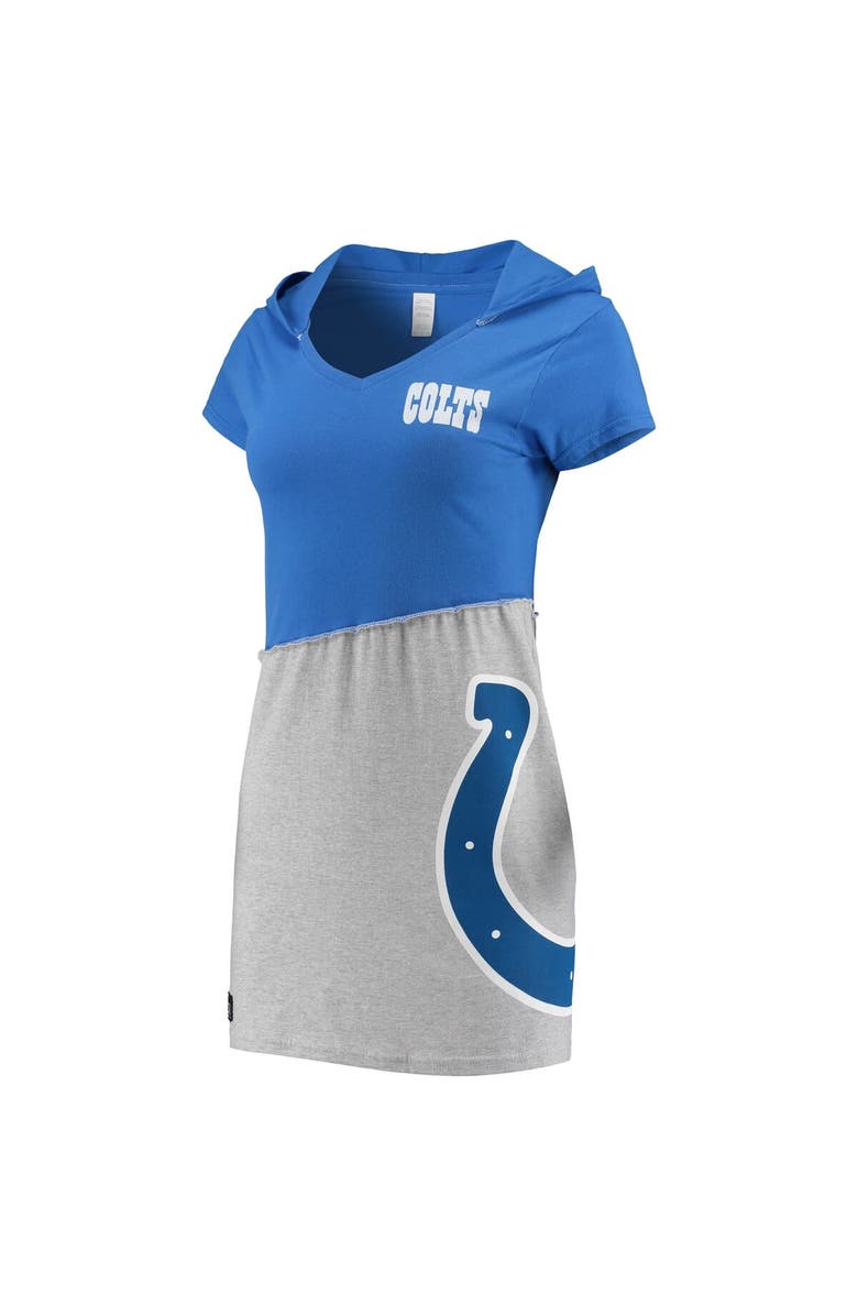 REFRIED APPAREL Women's Refried Apparel Royal/Gray Indianapolis Colts Sustainable Hooded Mini Dress, Main, color, Royal