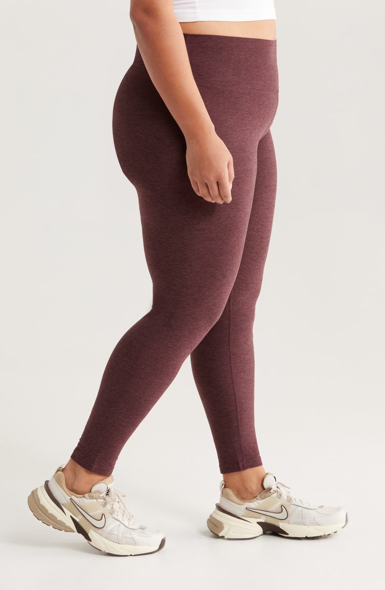 Zella Renew High Waist Leggings, Alternate, color, Burgundy Fudge Melange