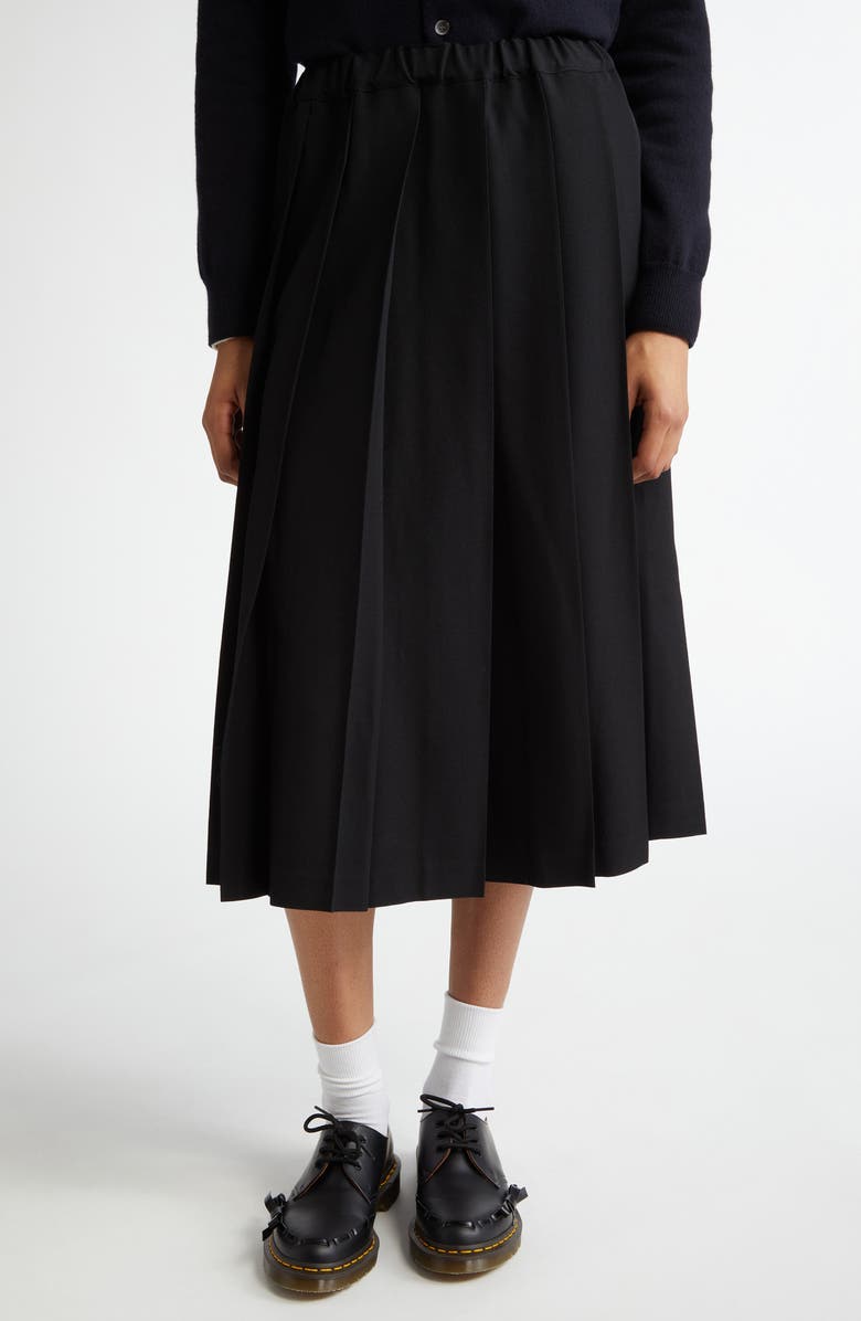 Comme des Garçons Girl Pleated Wool Gabardine Skirt, Main, color, 