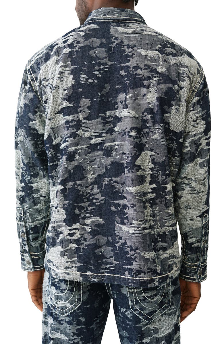 True Religion Jacquard Cotton Button-Up Shirt, Alternate, color, 2S Body Rinse