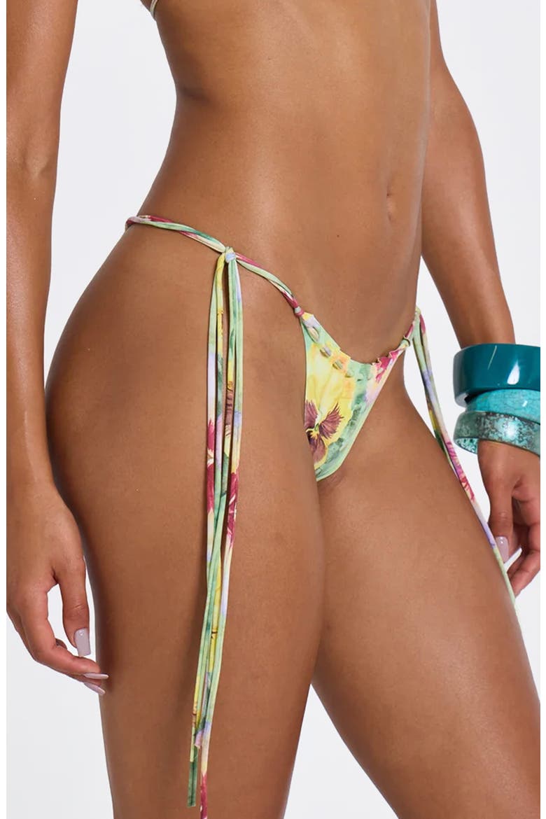 Melona Raw Edge Side Tie Bikini Briefs, Alternate, color, GREEN
