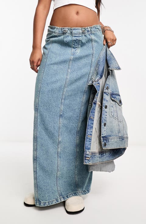 Parachute Denim Midi Skirt