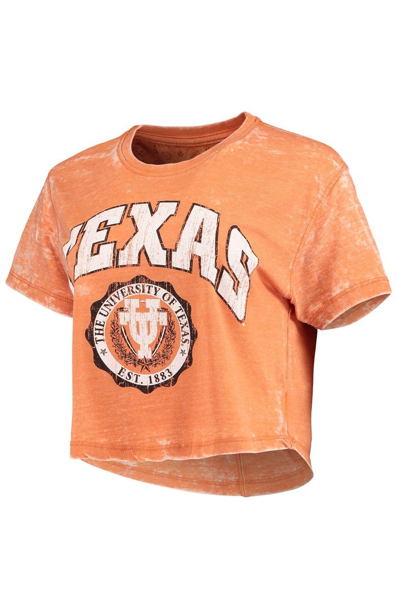 PRESSBOX Women's Pressbox Texas Orange Texas Longhorns Edith Vintage Burnout Crop T-Shirt, Alternate, color, Burnt Orange