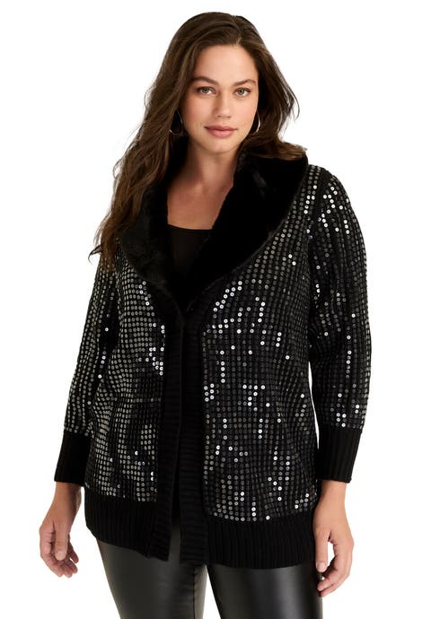 Sequin Button-Up Sweater