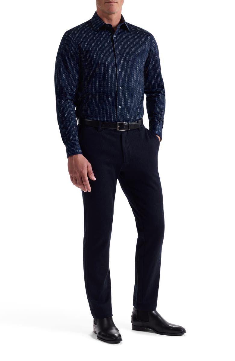 Bugatchi Jimmy OoohCotton<sup>®</sup> Dot Button-Up Shirt, Alternate, color, Navy