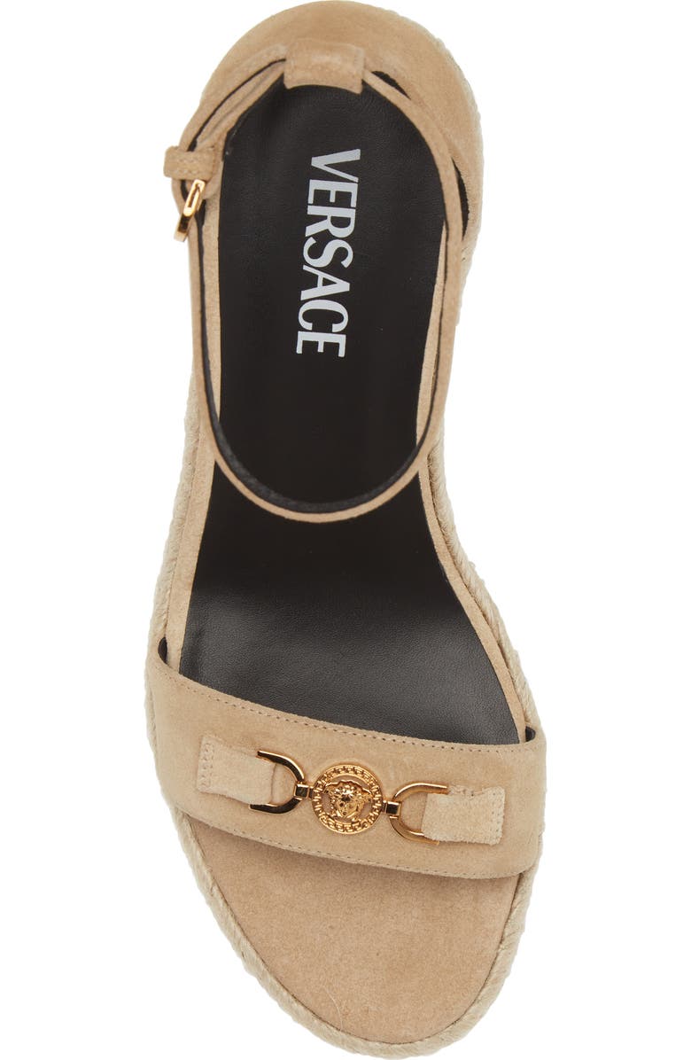 Versace Medusa '95 Espadrille Wedge Sandal, Alternate, color, Mastic/ Versace Gold