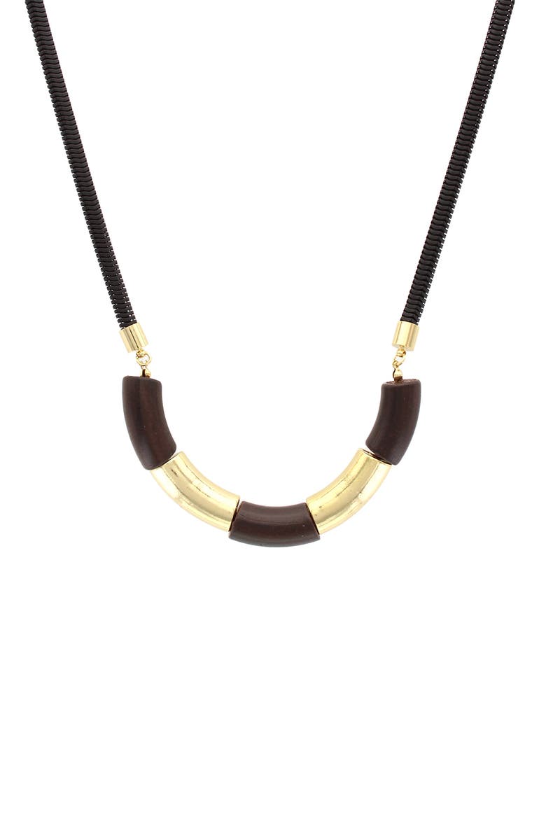 Kamlyn Wood Necklace, Main, color, GOLD-BLACK