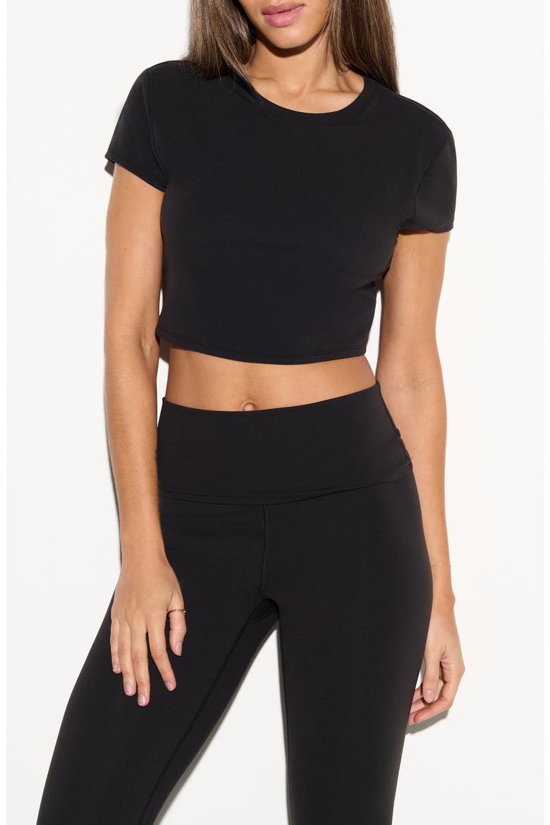 Huntley Performance Cropped T-Shirt, Main, color, BLACK