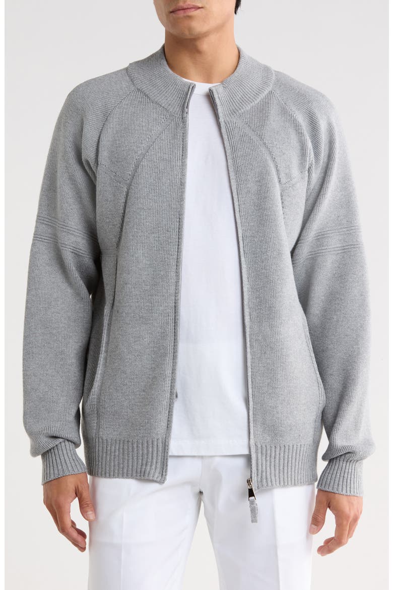 Mock Neck Zip Sweater, Main, color, H.GREY