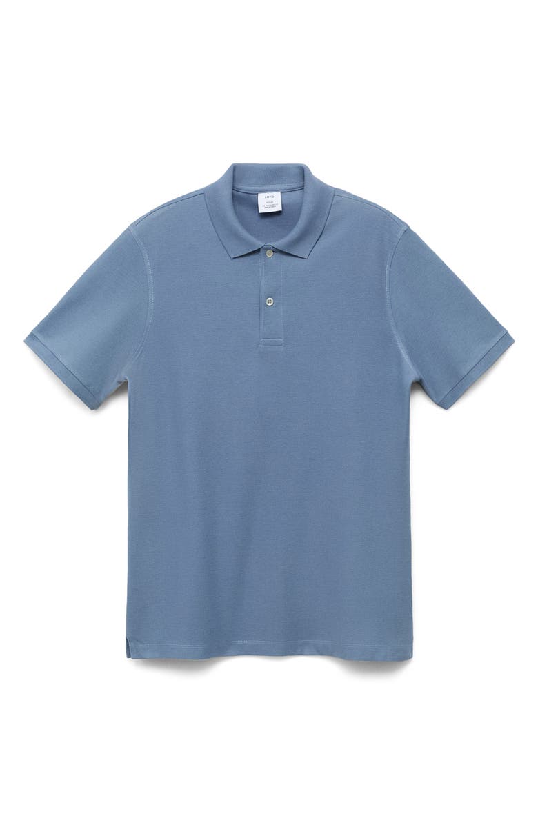 MANGO Regular Fit Cotton Piqué Polo, Alternate, color, Blue